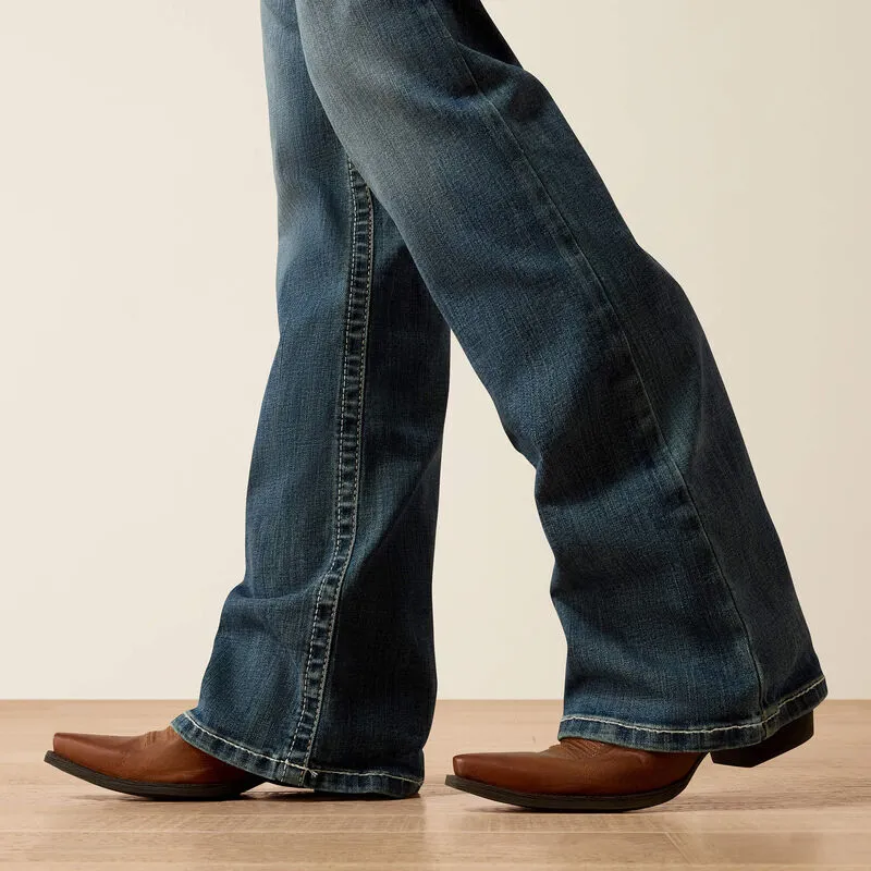 Mid Rise Whipstitch Boot Cut Jeans-3