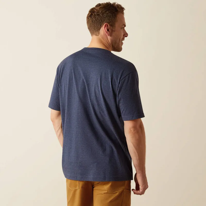 Ariat Mens Rebar Cotton Strong Standard T-Shirt IN NAVY HEATHER-1