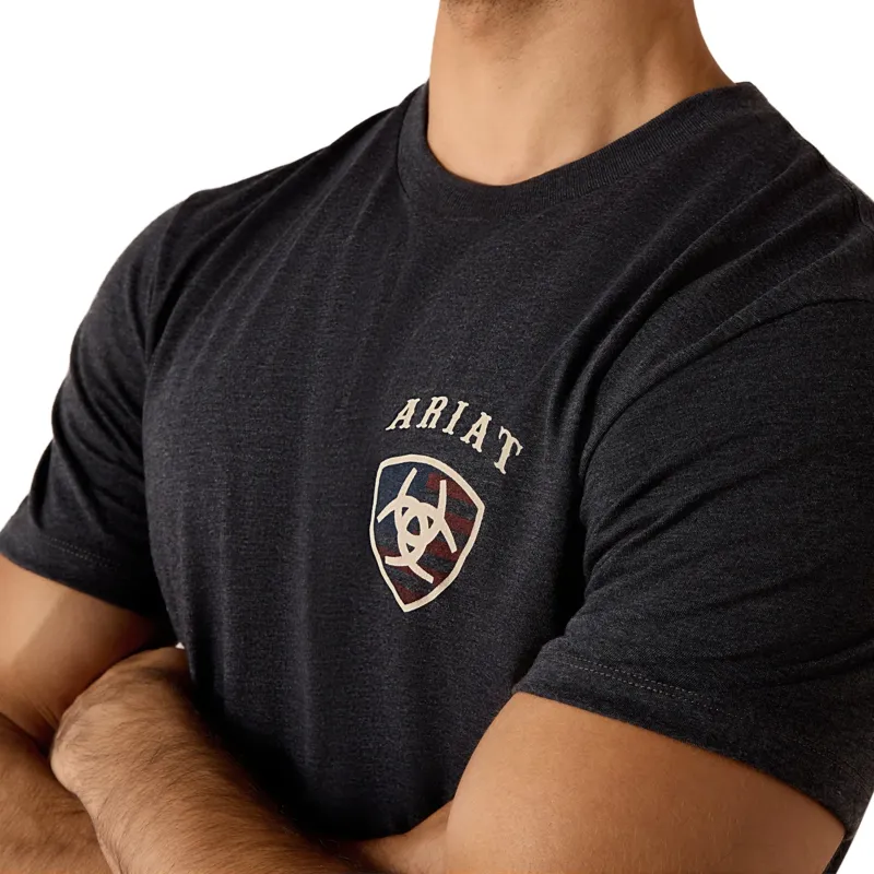 Ariat American Bison Men's Classic Fit T-Shirt in Charcoal Heather-3