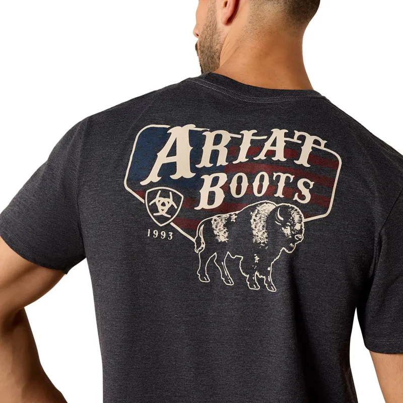 Ariat American Bison Men's Classic Fit T-Shirt in Charcoal Heather-4
