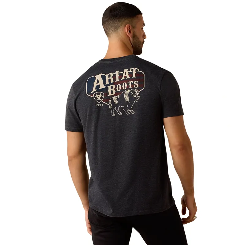 Ariat American Bison Men's Classic Fit T-Shirt in Charcoal Heather-2