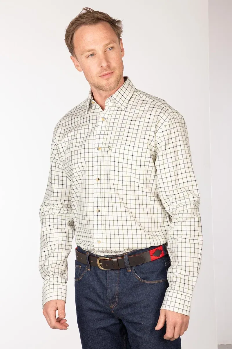 Rydale Men's Country Shirt Lockington in Green/Navy-3