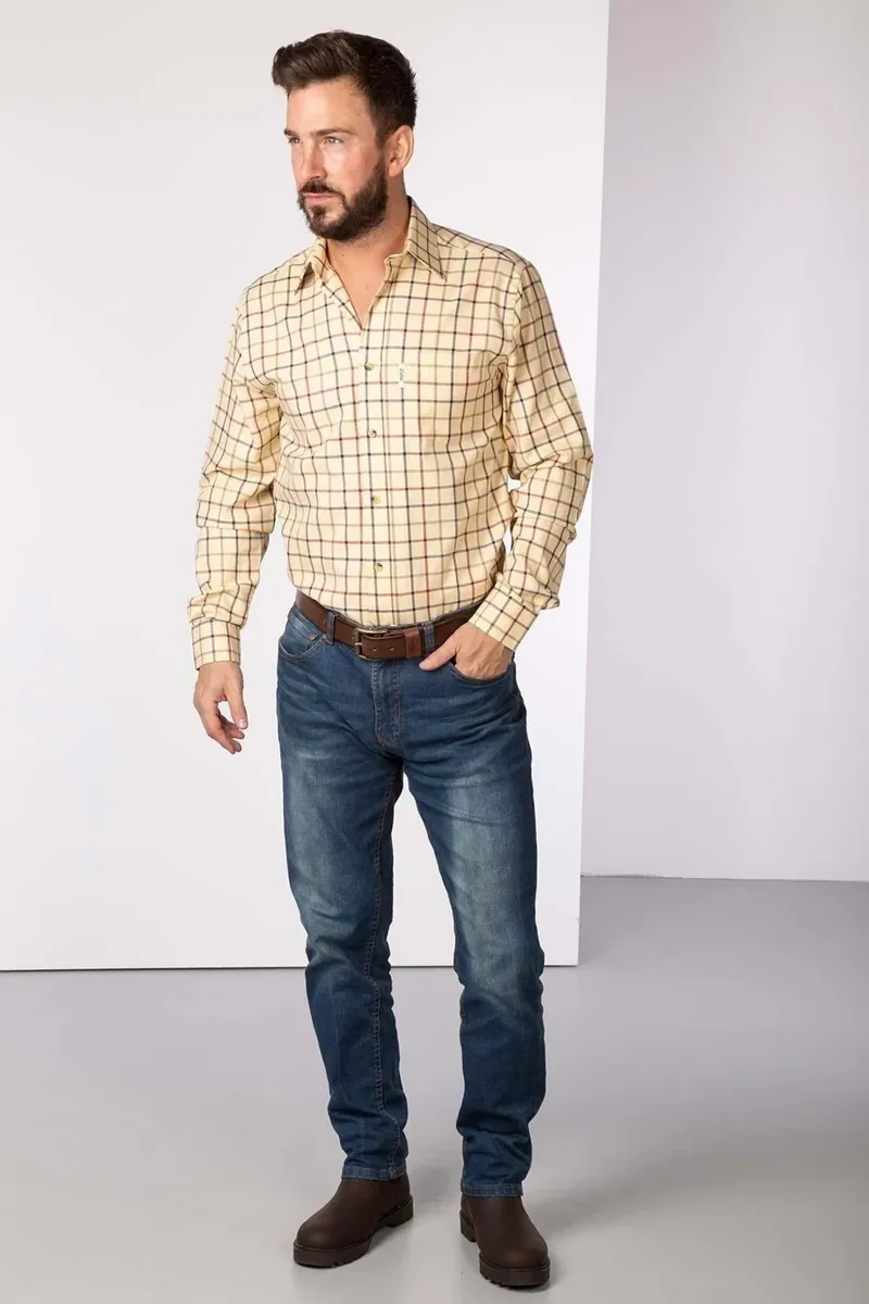 Rydale Men's Ebberston Country Checked Shirt in Sand-1