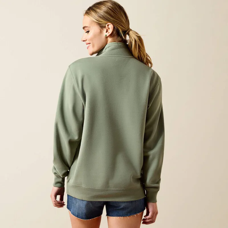 Ariat Logo 1/2 Zip Sweatshirt in Sea Spray-1
