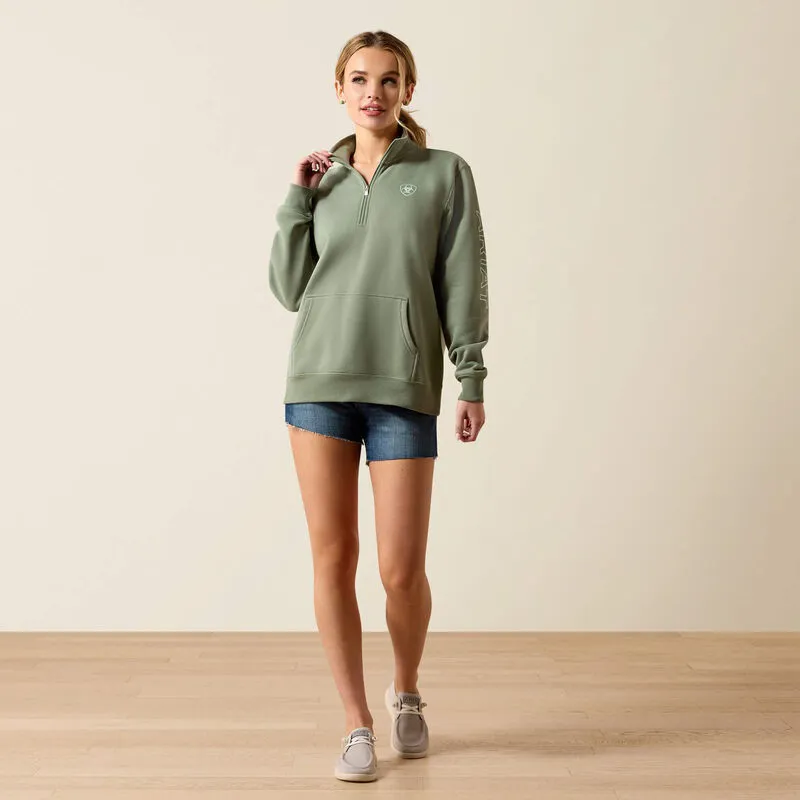 Ariat Logo 1/2 Zip Sweatshirt in Sea Spray-2
