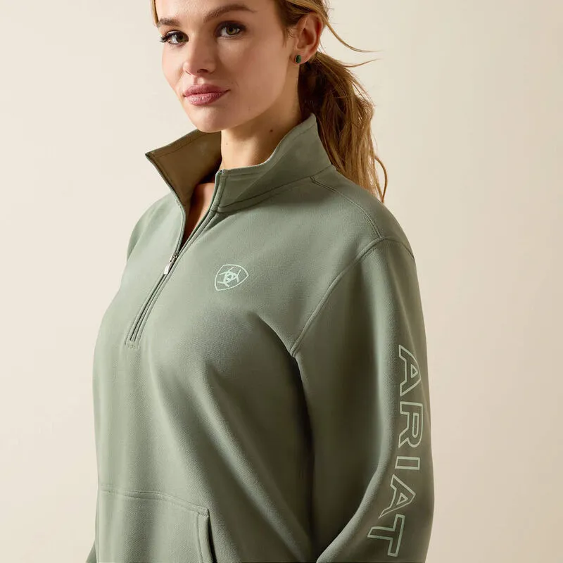 Ariat Logo 1/2 Zip Sweatshirt in Sea Spray-3