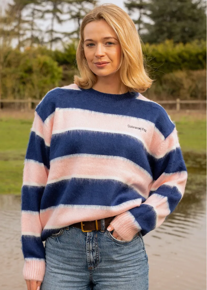 Cotswold Fox Bourton Knit Crewneck Jumper in Pink