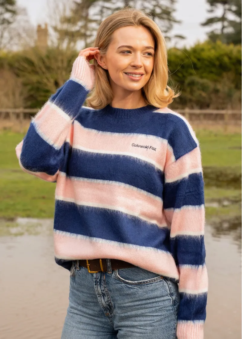 Cotswold Fox Bourton Knit Crewneck Jumper in Pink-1