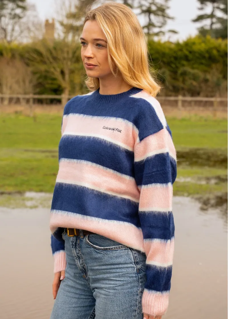 Cotswold Fox Bourton Knit Crewneck Jumper in Pink-2