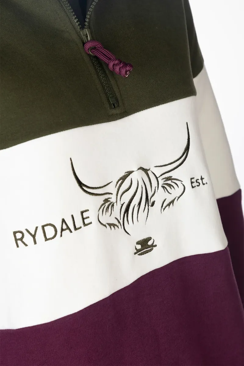 Rydale Ladies Sweatshirt Byland Cow in Olive/White/Berry-6