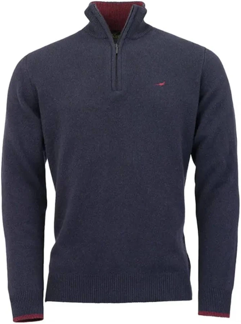 Laksen Brompton 1/4 Zip Sweater in Loch Blue