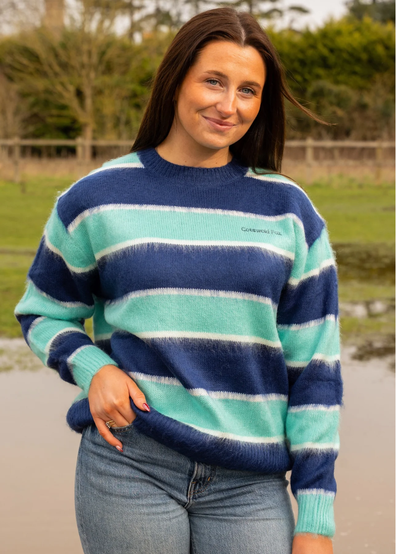 Cotswold Fox Bourton Knit Crewneck Jumper in Mint