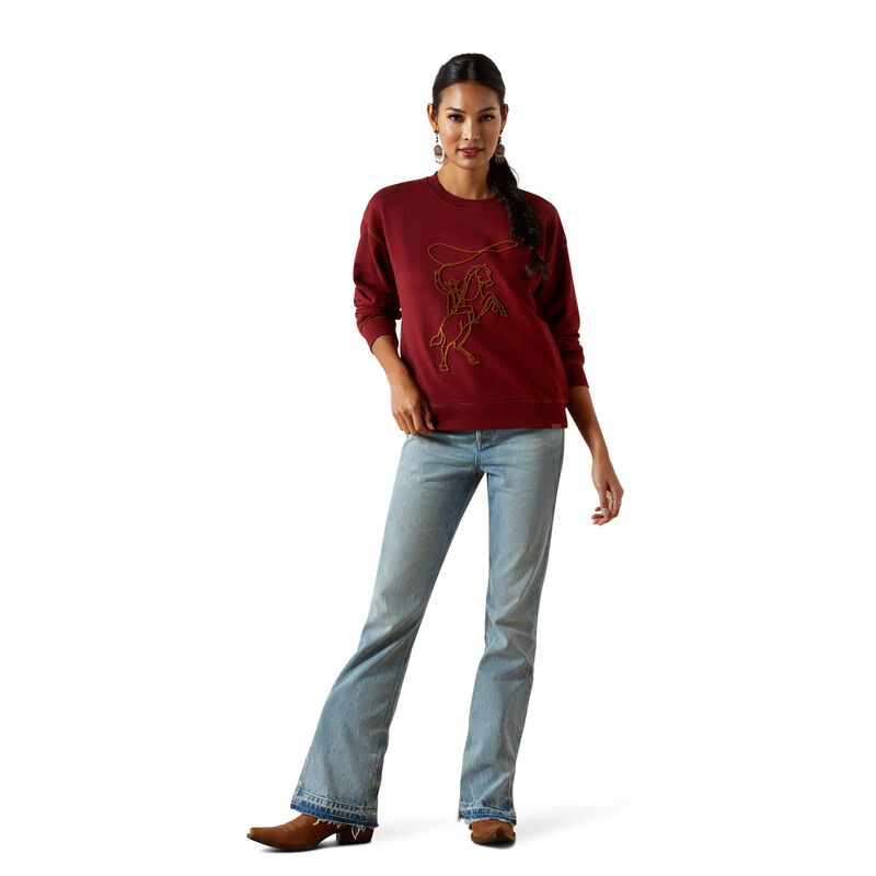 Ariat Women's Lasso Sweatshirt in Cabernet-2
