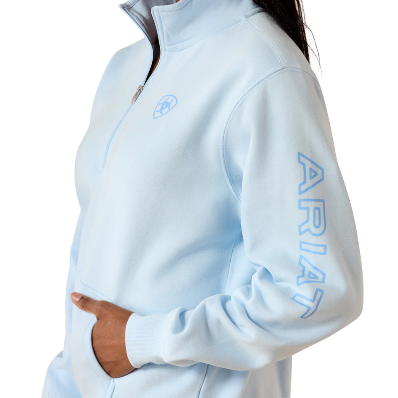 Ariat Logo 1/2 Zip Sweatshirt in Nantucket Breeze-1