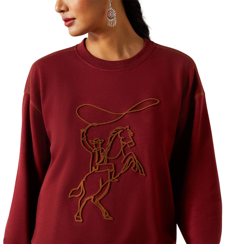 Ariat Women's Lasso Sweatshirt in Cabernet-3